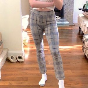 UO Casey Kick Flare Pants Grey/Blue Plaid